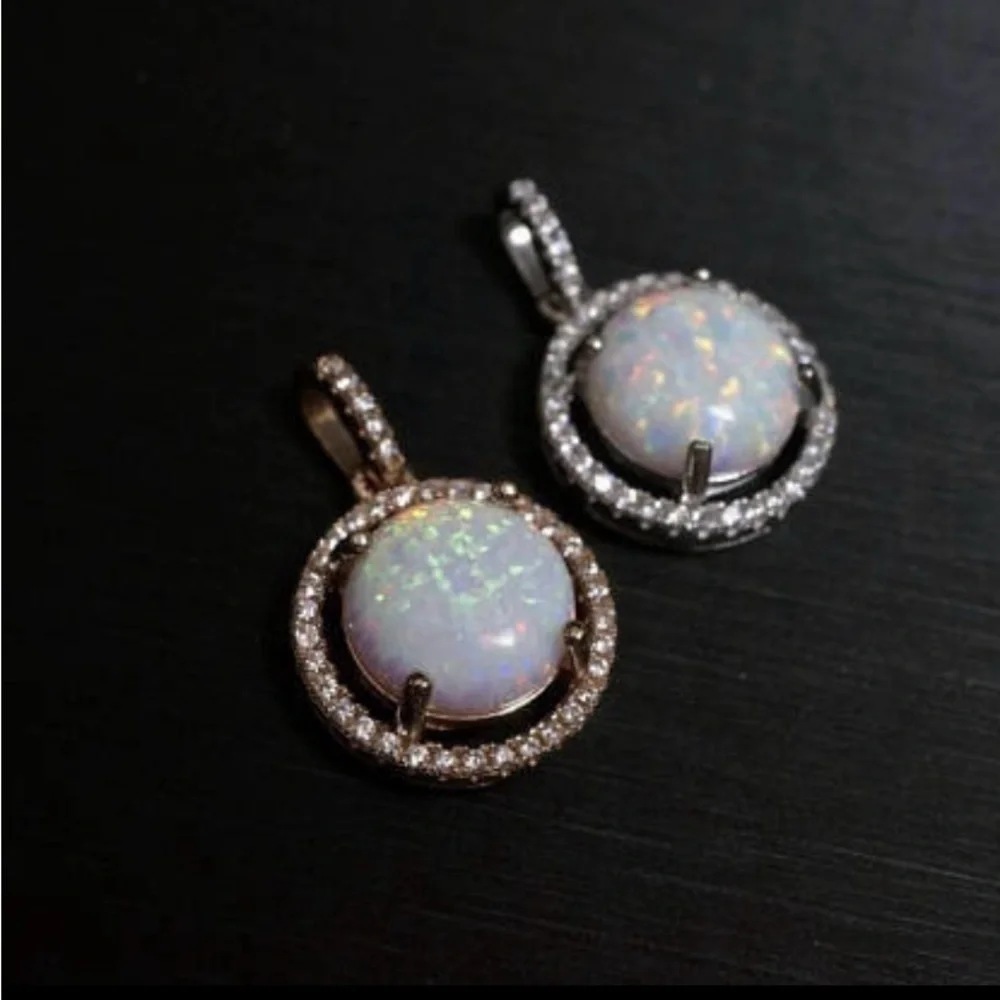 Rose gold fire opal necklace